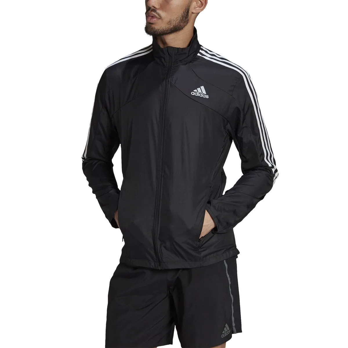 Marathon 3-Streifen Jacke Herren Jacke, schwarz S