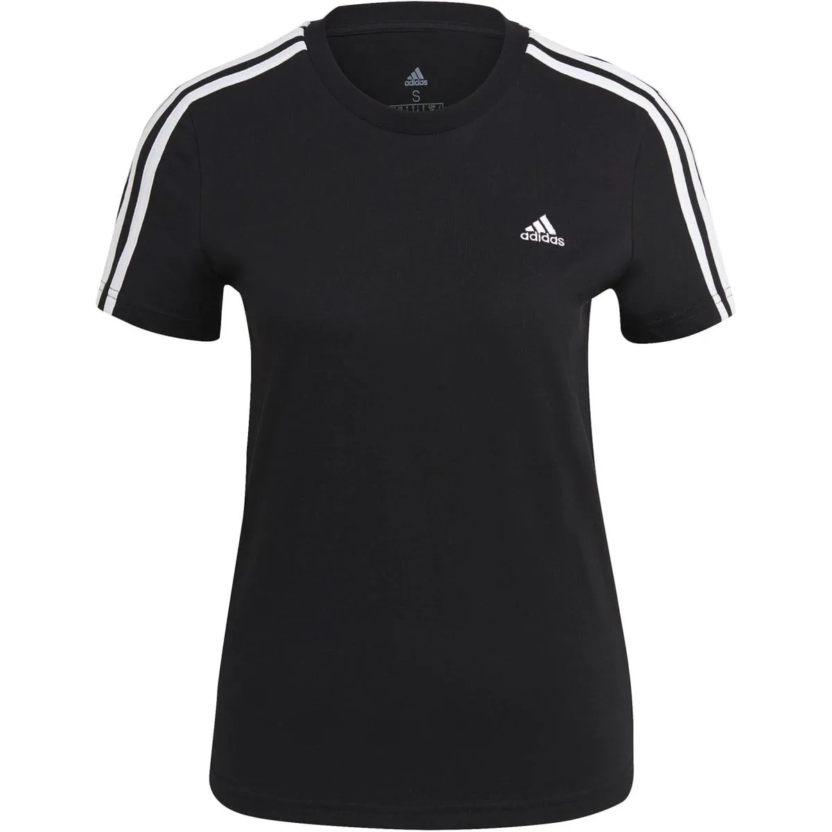 Loungewear Essentials Slim 3-Streifen T-Shirt Damen T-Shirt, schwarz S
