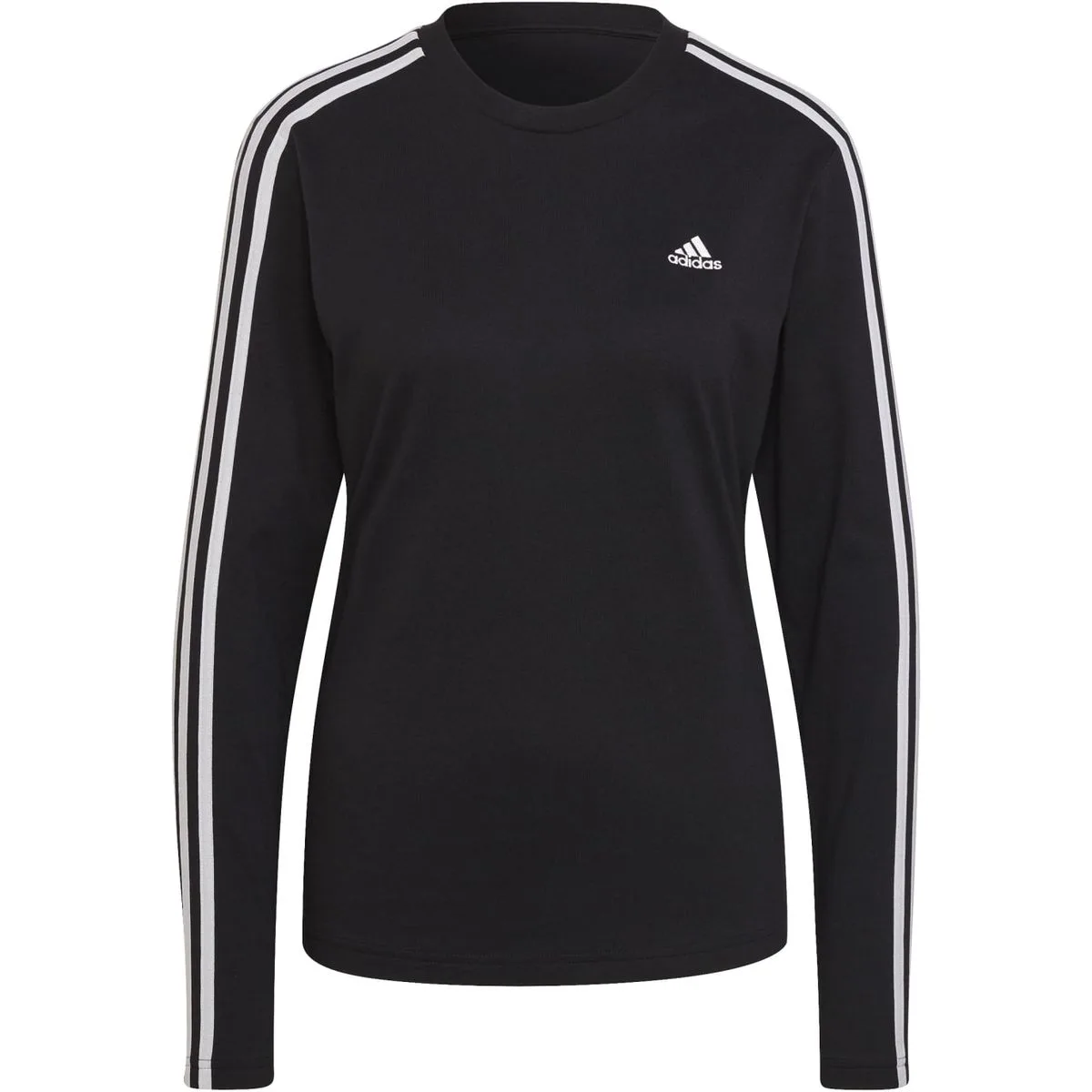 Essentials 3-Streifen Damen Longsleeve, schwarz S