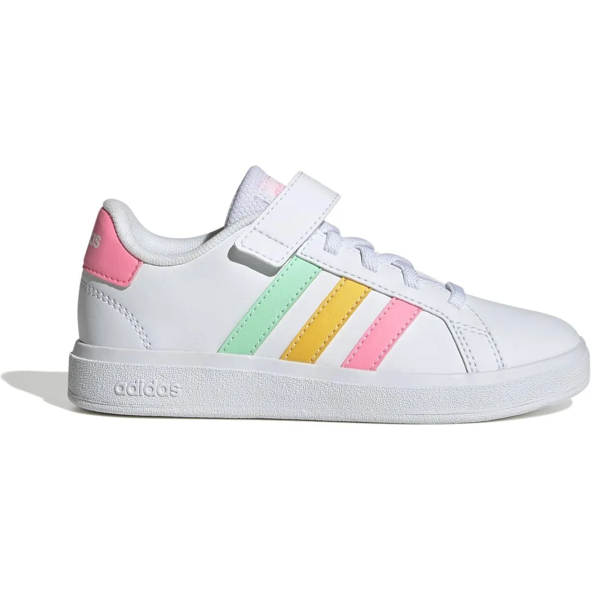 Adidas Grand Court Court Elastic Lace and Top Strap Schuh Kinder Freizeitschuhe, weiß, Größe 38 ⅔
