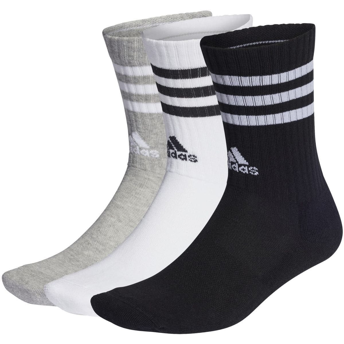 Streifen Cushioned Crew 3er-Pack Socken, grau XL
