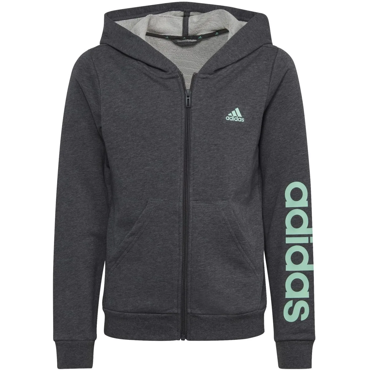 Essentials Linear Logo Kapuzenjacke Mädchen Kapuzensweater, grau 128