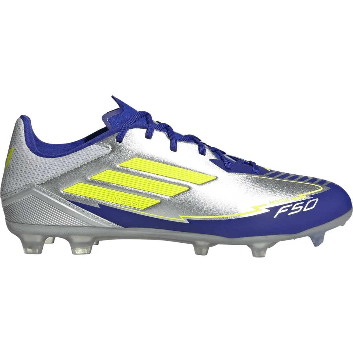 F50 League Messi FG/MG Nockenschuhe, silber, Größe 44 ⅔ 44 ⅔