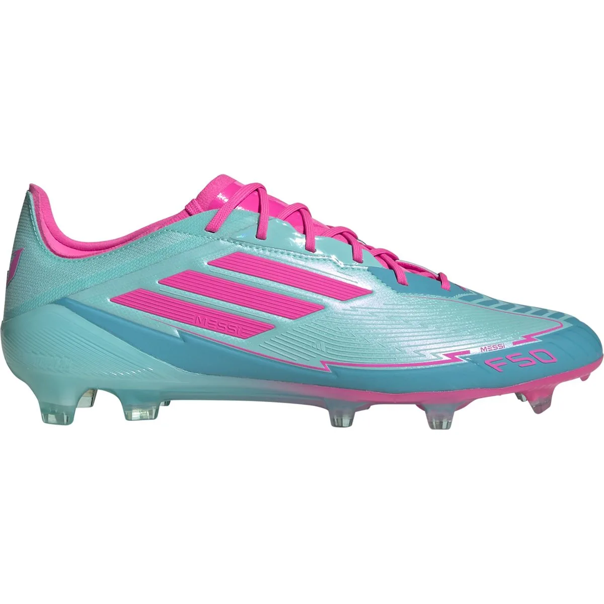 F50 Elite Messi FG Nockenschuhe, türkis, Größe 45 ⅓ 45 ⅓