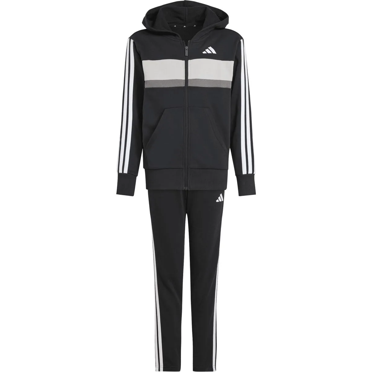 Seasonal Essentials Tiberio 3-Streifen Fleece Kinder Jogginganzug, schwarz 152