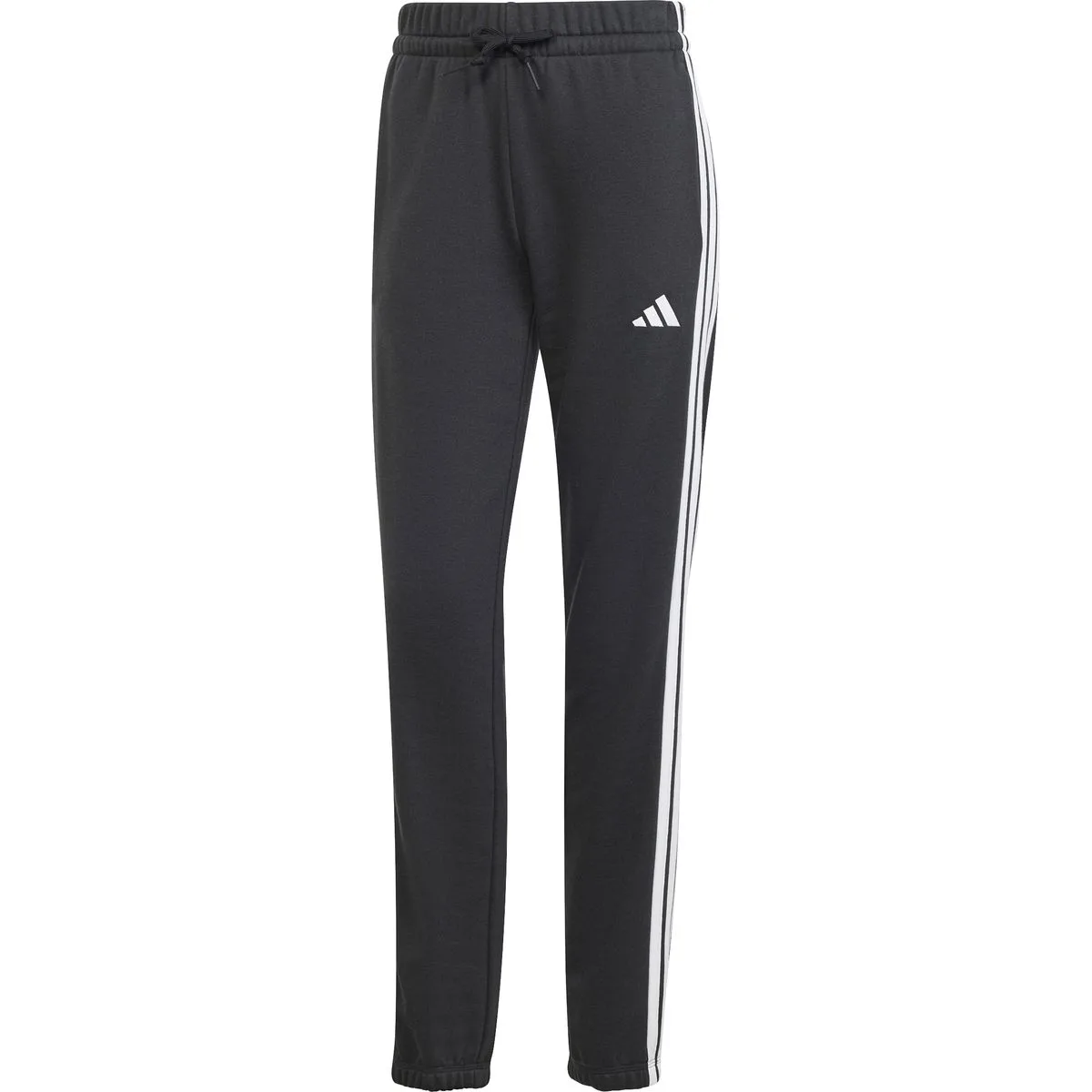 Essentials 3-Streifen French Terry Cuffed Damen Hose, schwarz XS