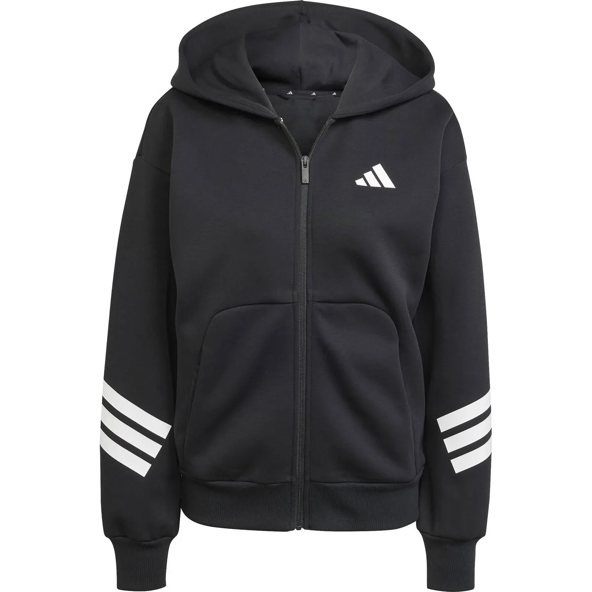 Future Icons 3-Streifen Damen Kapuzensweater, schwarz S