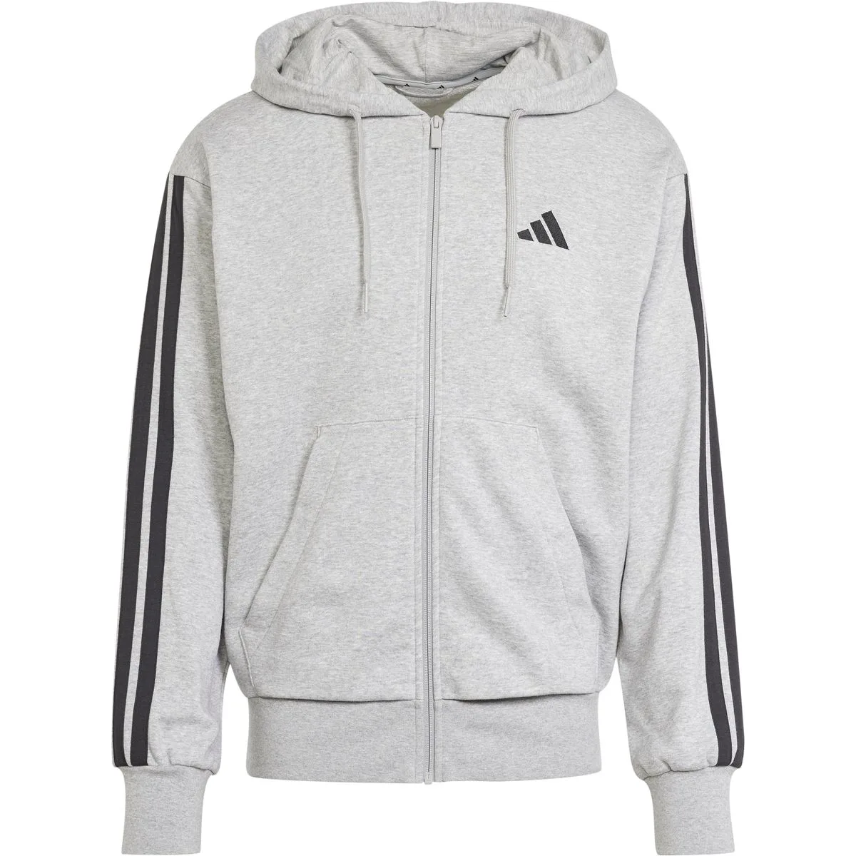 Adidas Essentials 3-Streifen French Terry Herren Kapuzensweater, grau 4067901434521