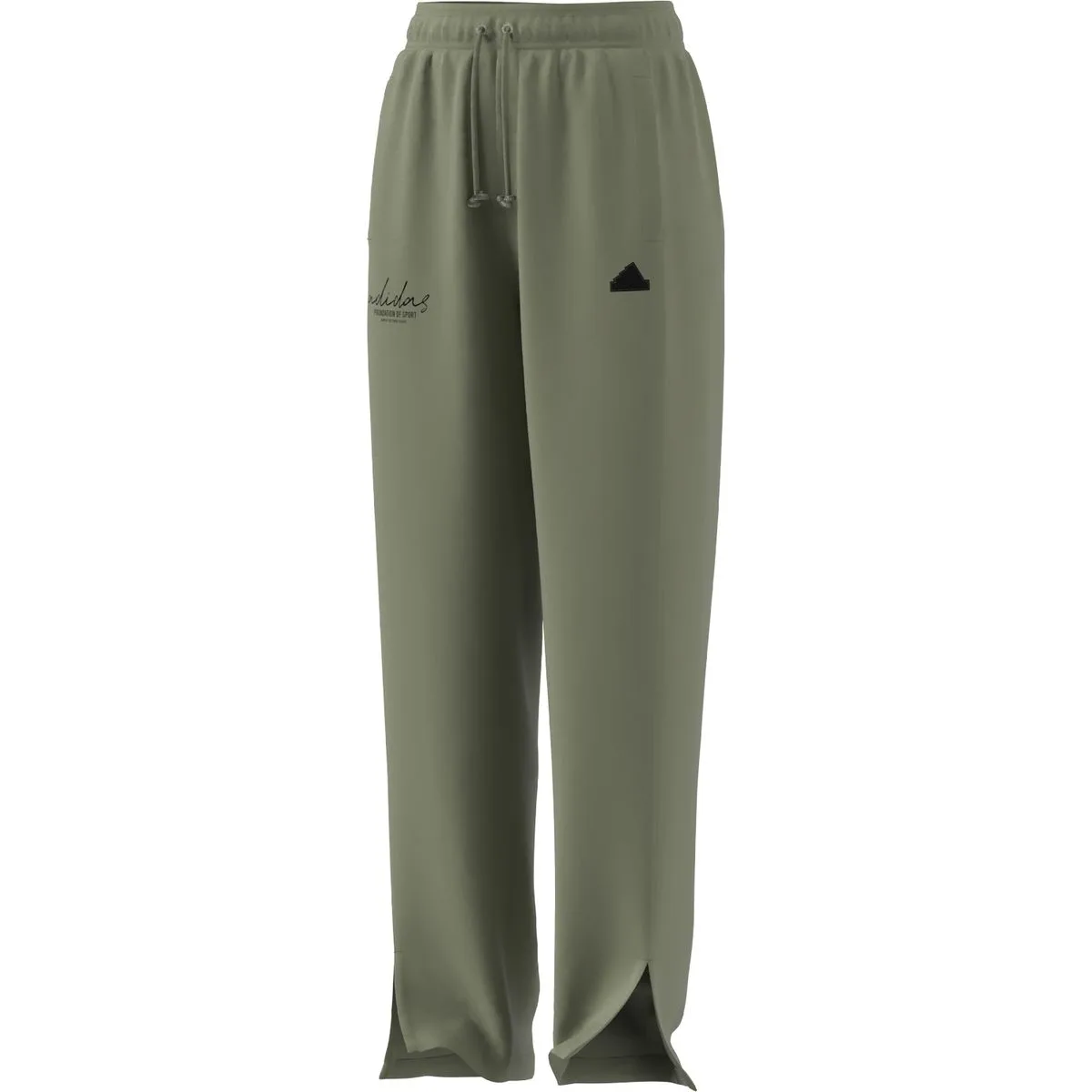 Signature Graphic Embroidery French Terry Straight LEG Pant Damen Hose, grün S