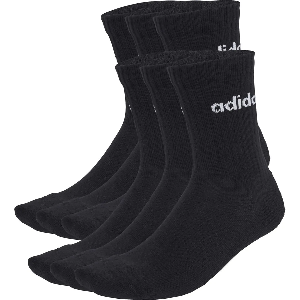 Linear Crew Socks Cushioned Socks 6 Pair Pack Socken, schwarz M