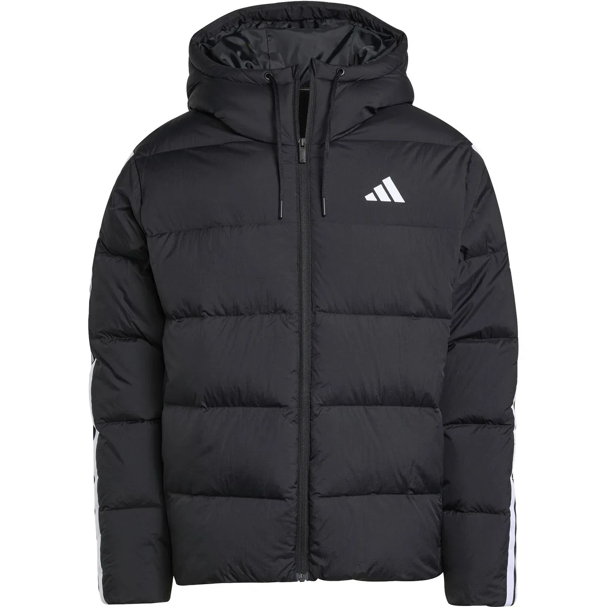 Essentials Climawarm 3-Stripes Puffer Down Hooded Herren Jacke, schwarz M