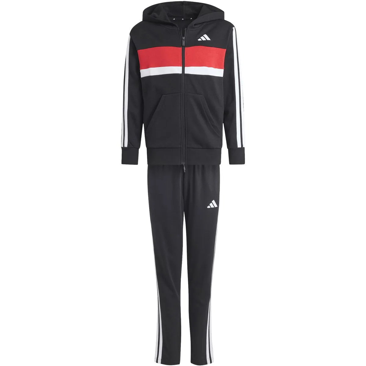 Seasonal Essentials Tiberio 3 Stripes French Terry Tracksuit Kinder Jogginganzug, schwarz 164