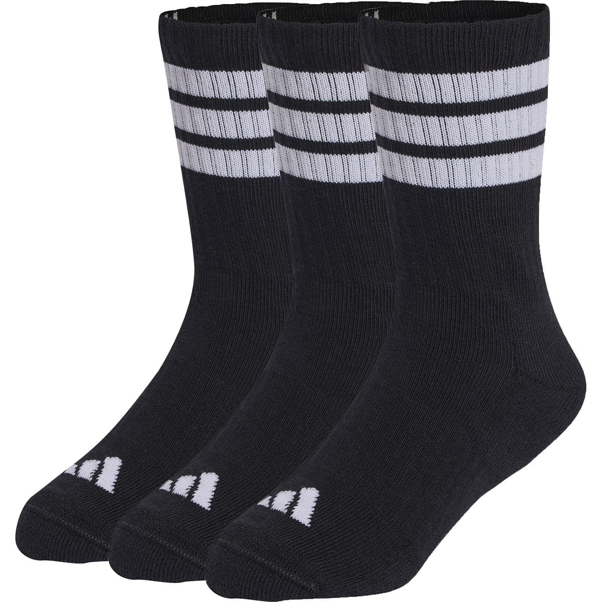 Stripes Cushioned Sportswear Crew Socks 3er-Pack Kinder Socken, schwarz XS