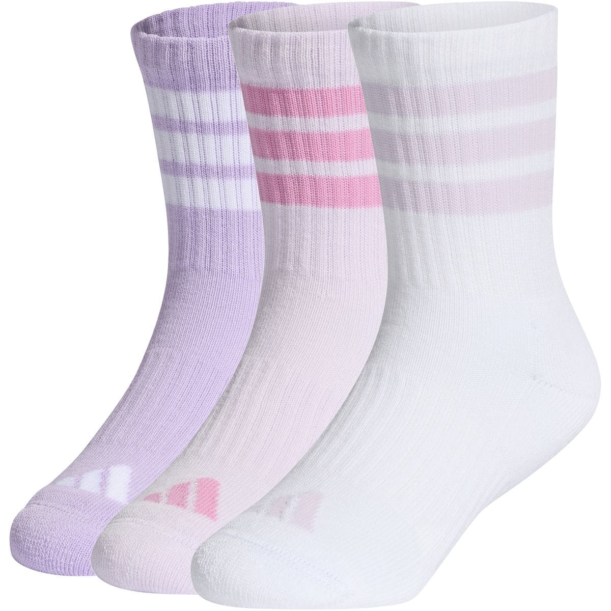 Stripes Cushioned Sportswear Crew Socks 3er-Pack Kinder Socken, lila KXXL