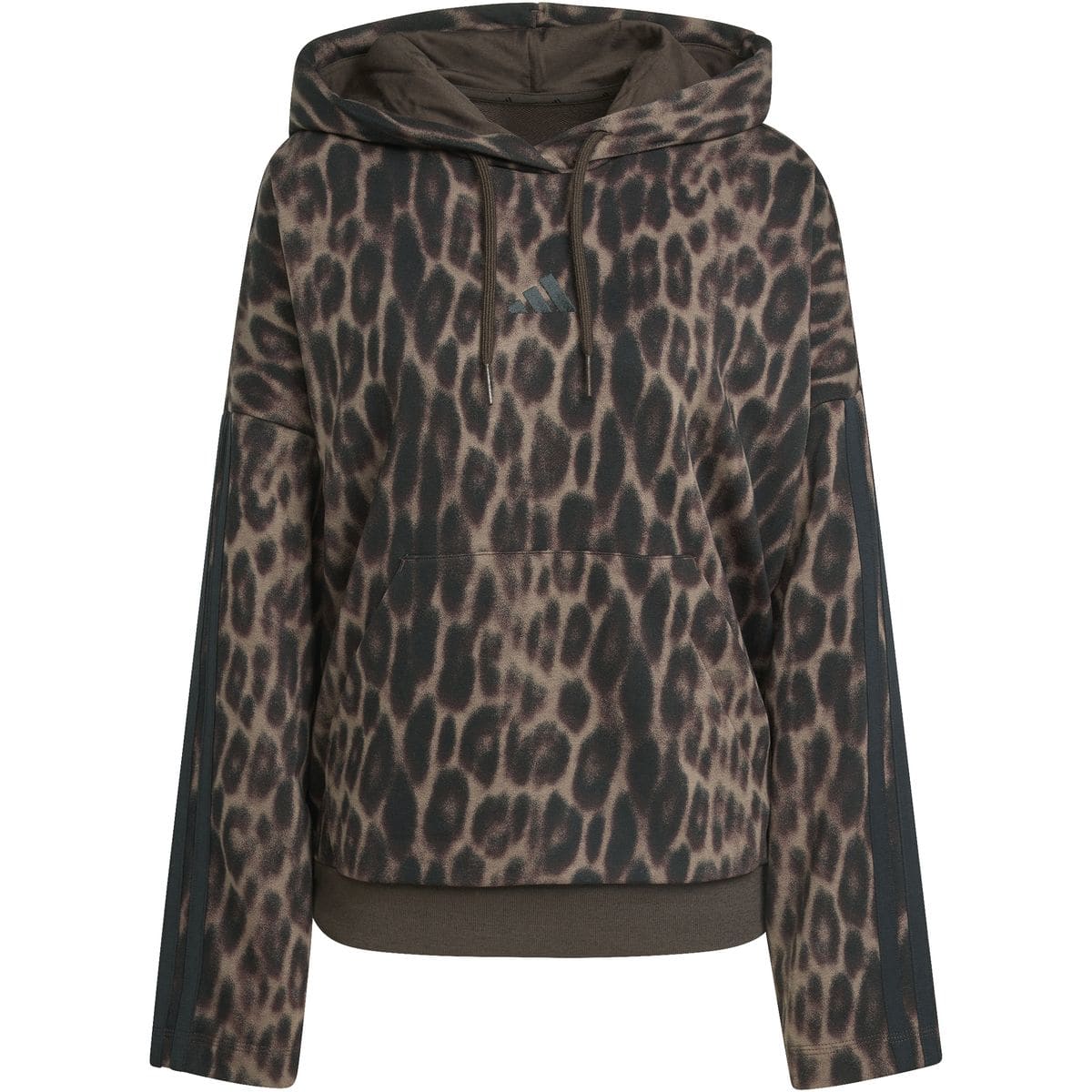 Seasonal Essentials Leopard Print French Terry with 3-Stripes Damen Kapuzensweater, multicolor XS