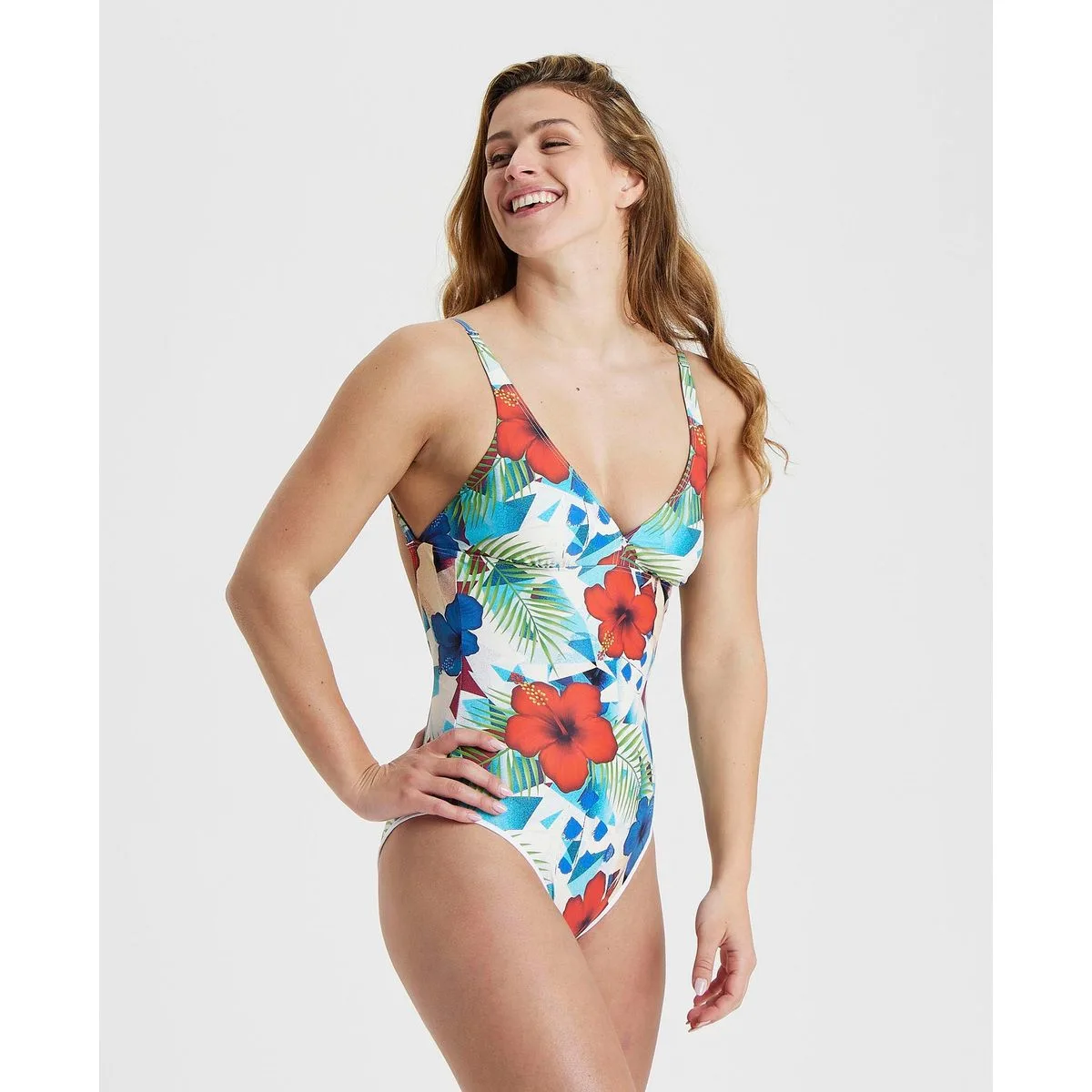 Arena U Back Allover Damen Badeanzug, türkis