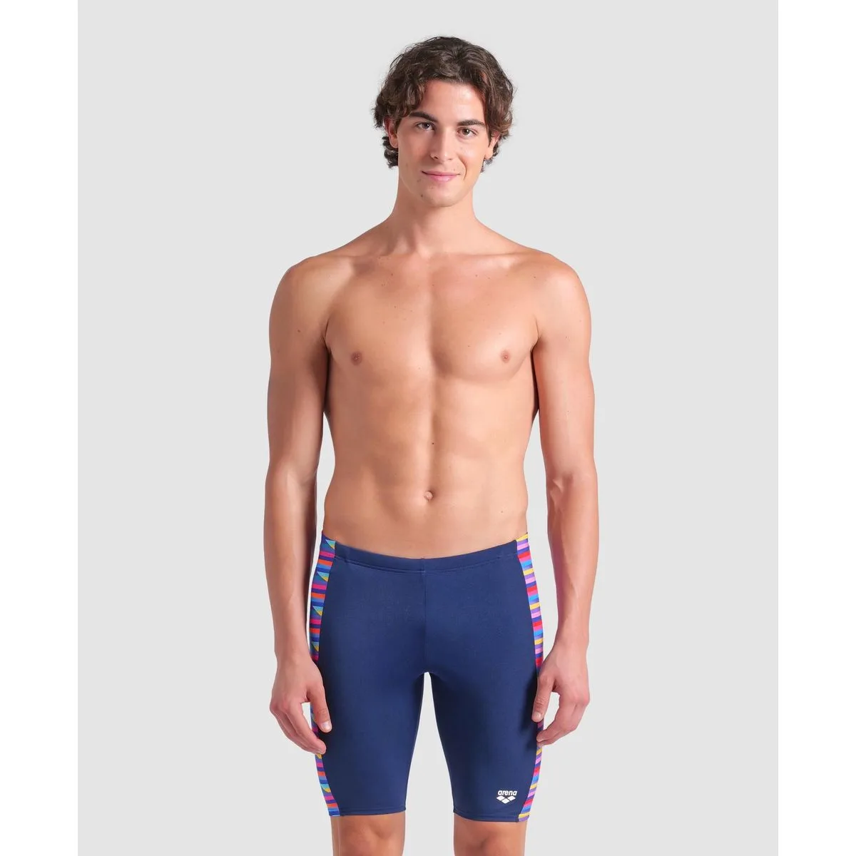 Racing Stripe Swim Jammer Herren Tights, blau 7