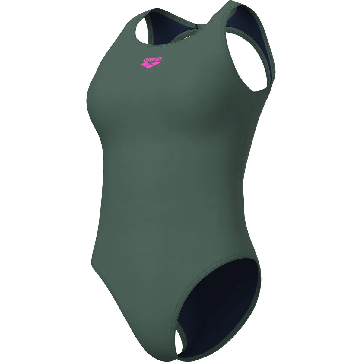O Back Solid One Piece Damen Schwimmanzug, grün 38