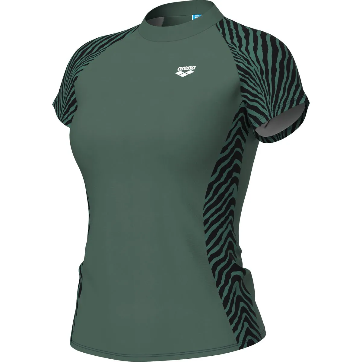 Swim S/s Rash Allover Damen T-Shirt, grün XL