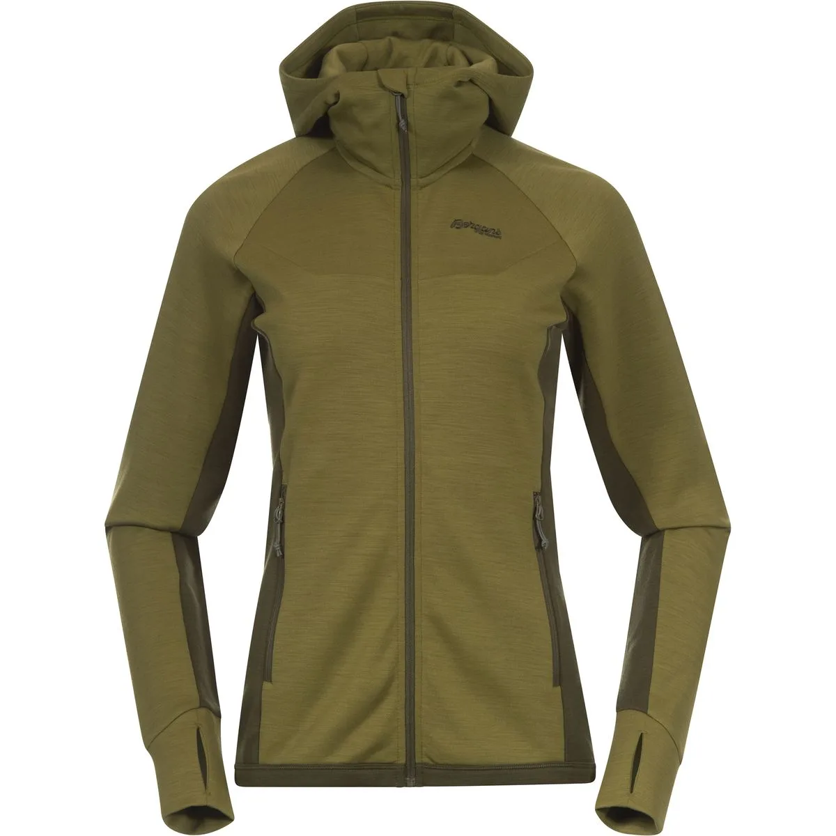 Cecilie Wool Hood Damen Midlayer, grün XS