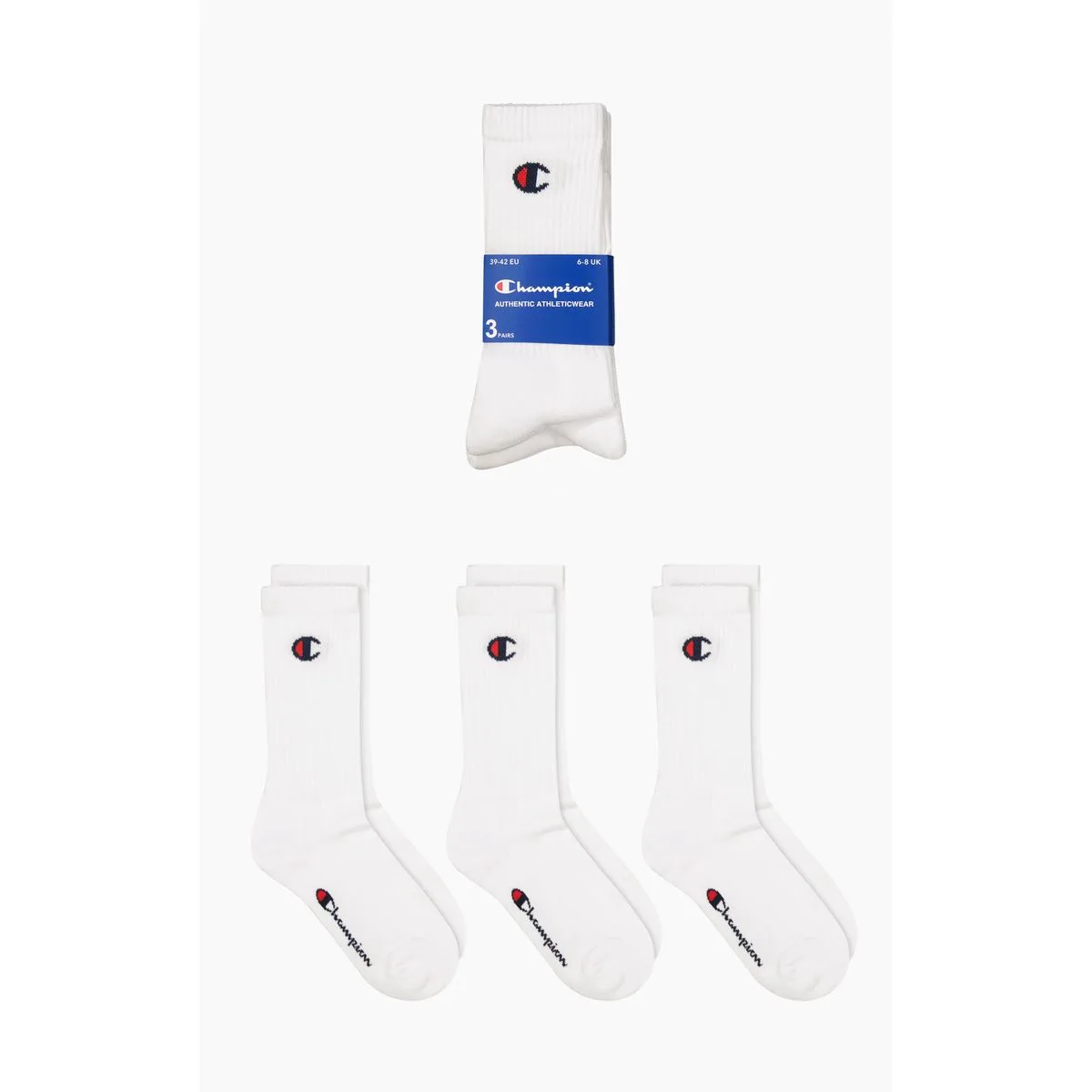 Champion 3-er Pack Crew Herren Socken, weiß 8054112303889