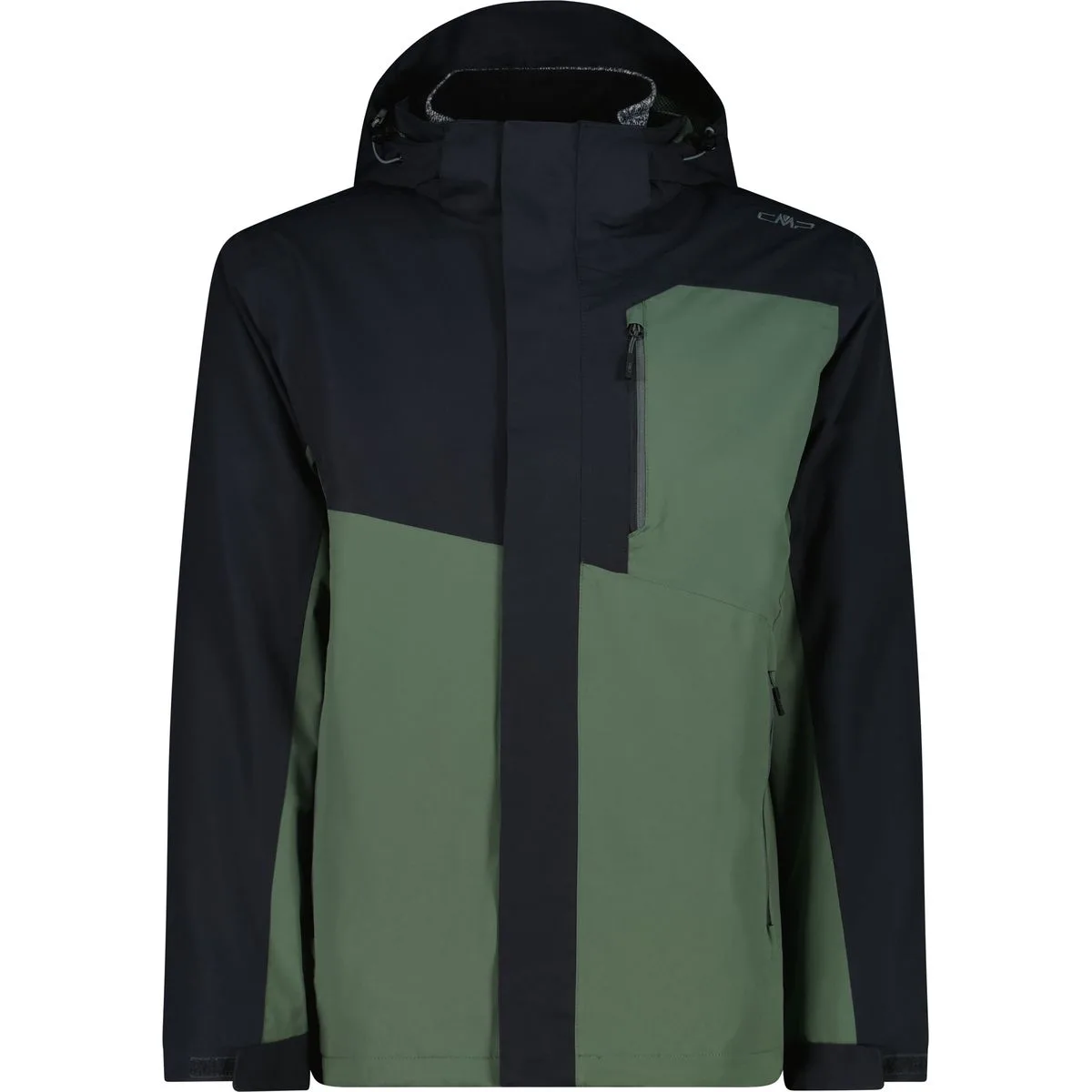 Zip Hood Detachable Inner Herren Doppeljacke, grau 54