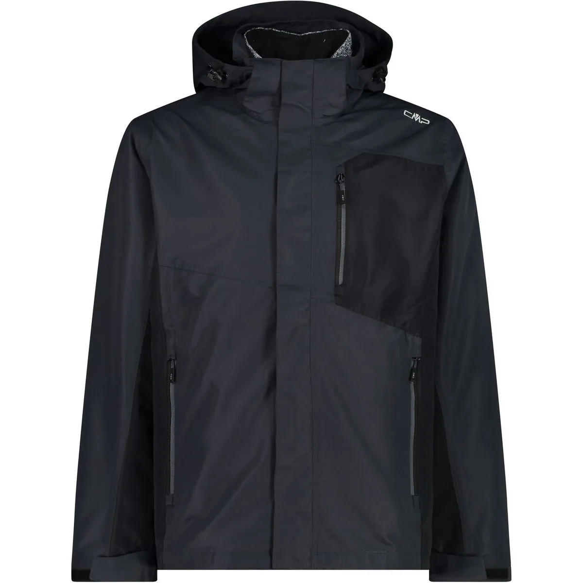 Zip Hood Detachable Inner Herren Doppeljacke, grau 54