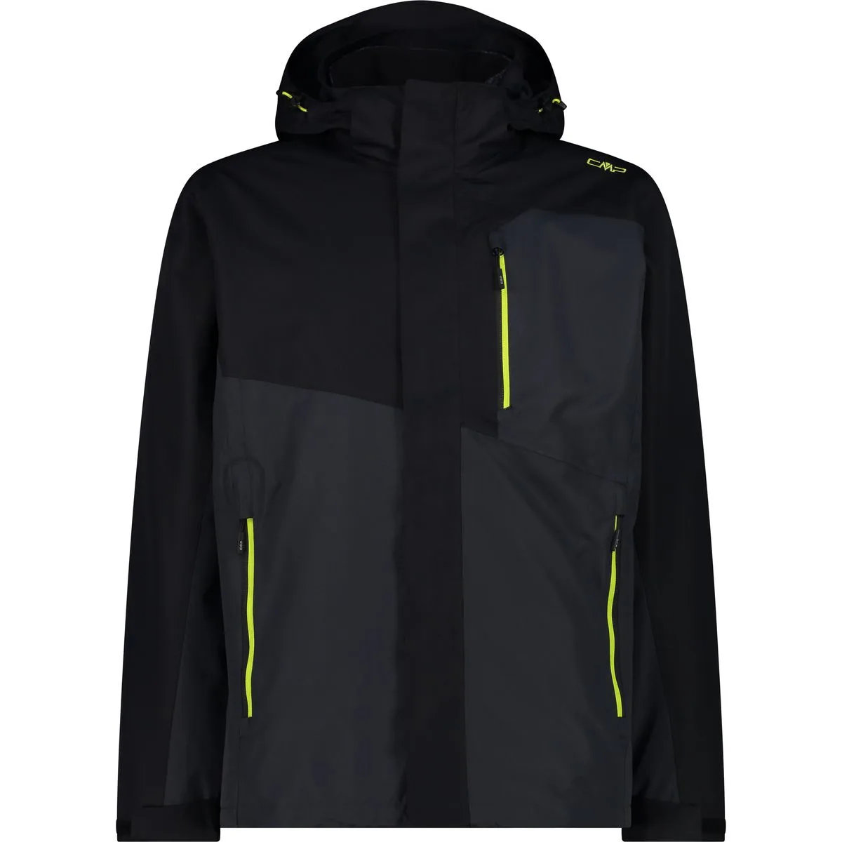 Zip Hood Detachable Inner Herren Doppeljacke, schwarz 50