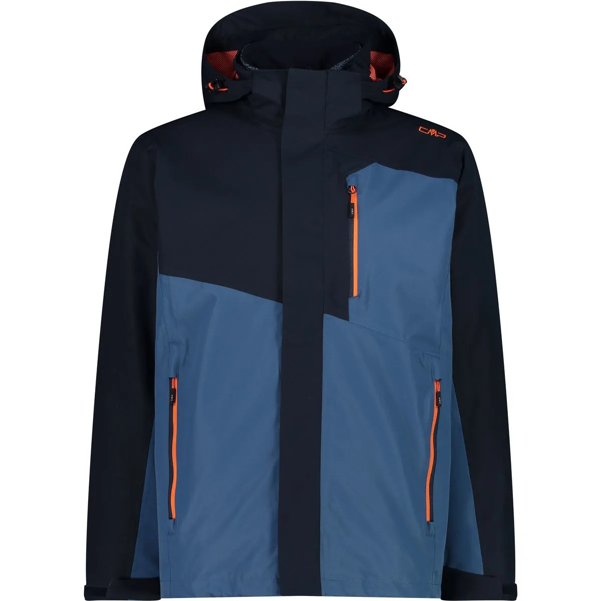 Zip Hood Detachable Inner Herren Doppeljacke, schwarz 54