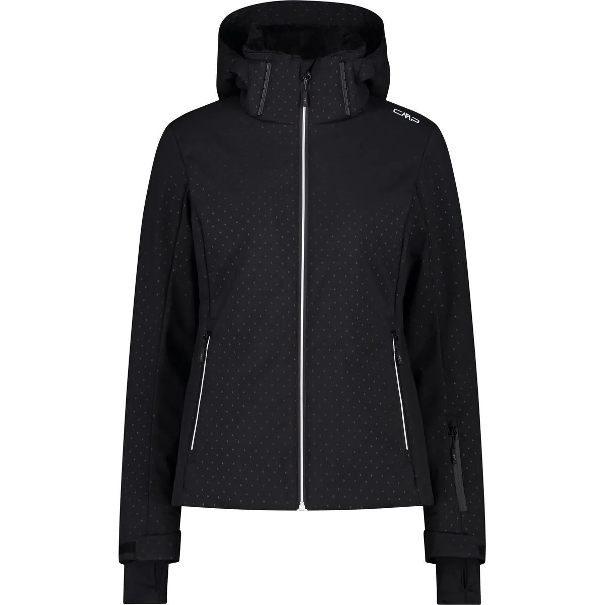 Zip Hood Damen Skijacke, schwarz 44