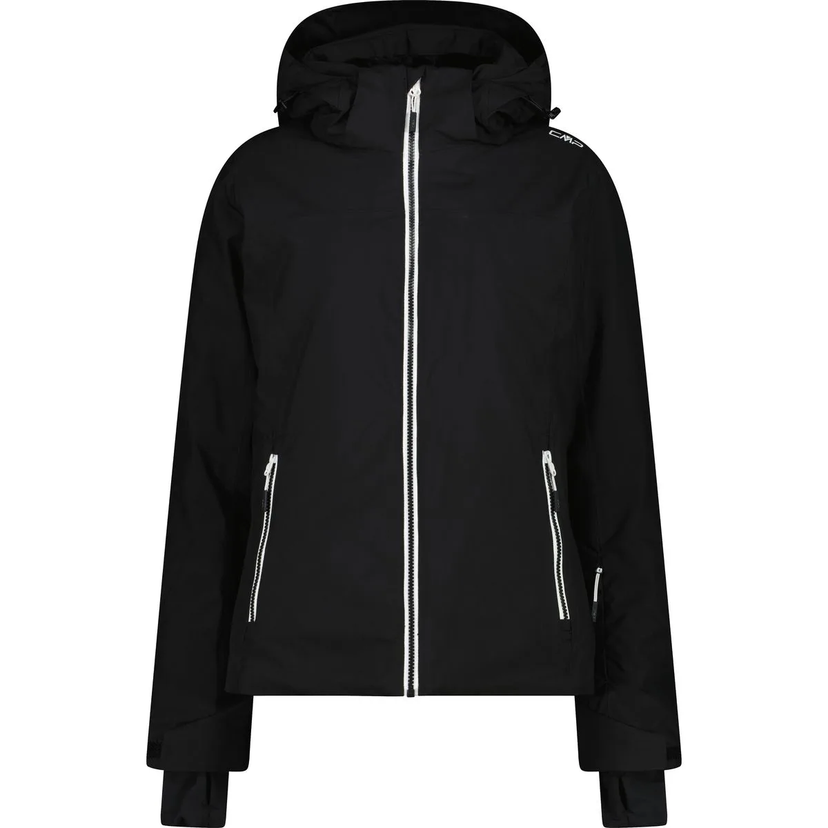 Zip Hood Damen Skijacke, schwarz D44