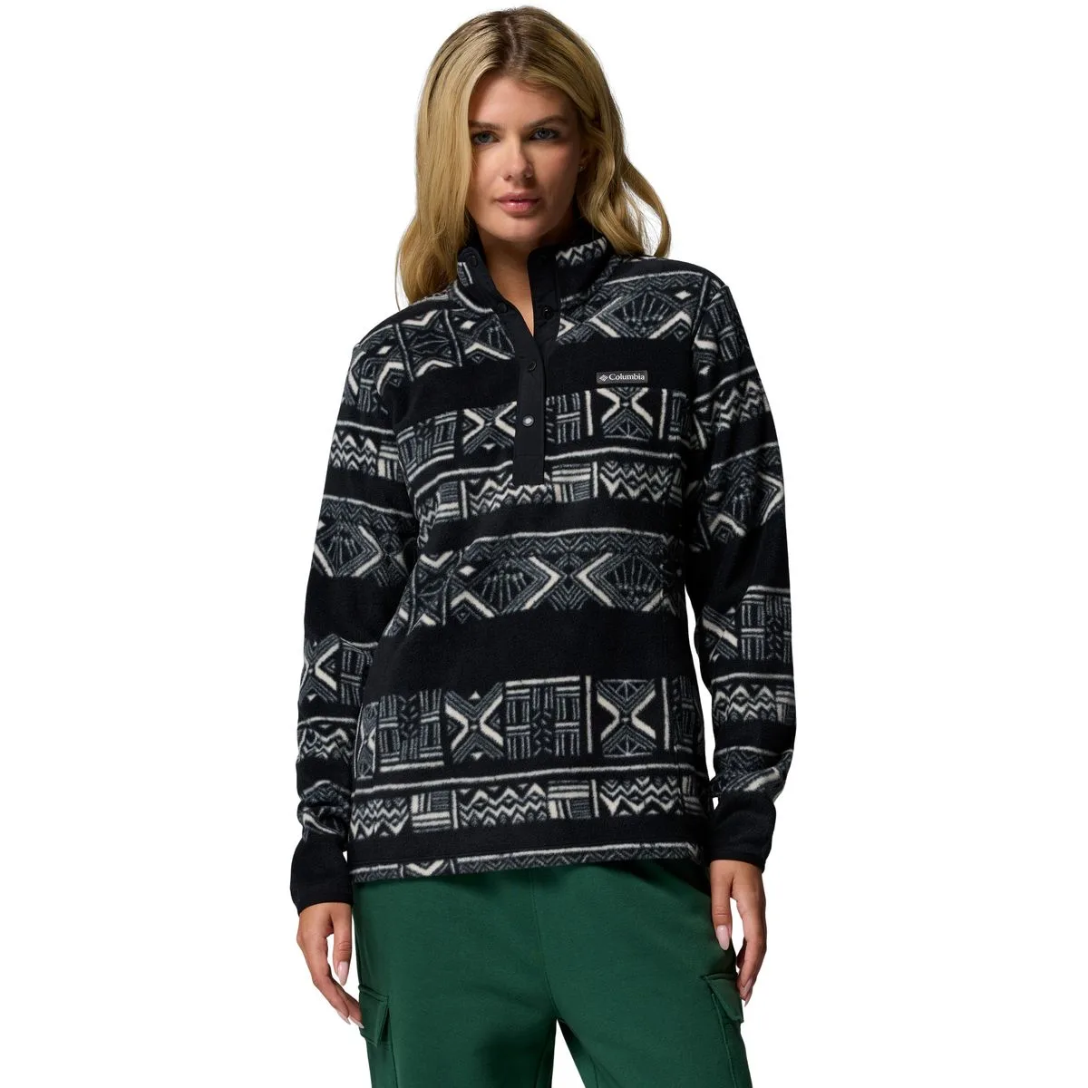 Benton Springs Printed 1/2 Snap Damen Rollkragenpullover, schwarz S