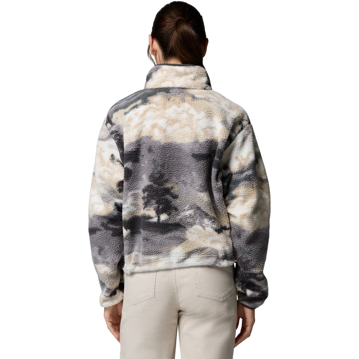 Helvetia II Printed Cropped Half Snap Damen Rollkragenpullover, schwarz XL