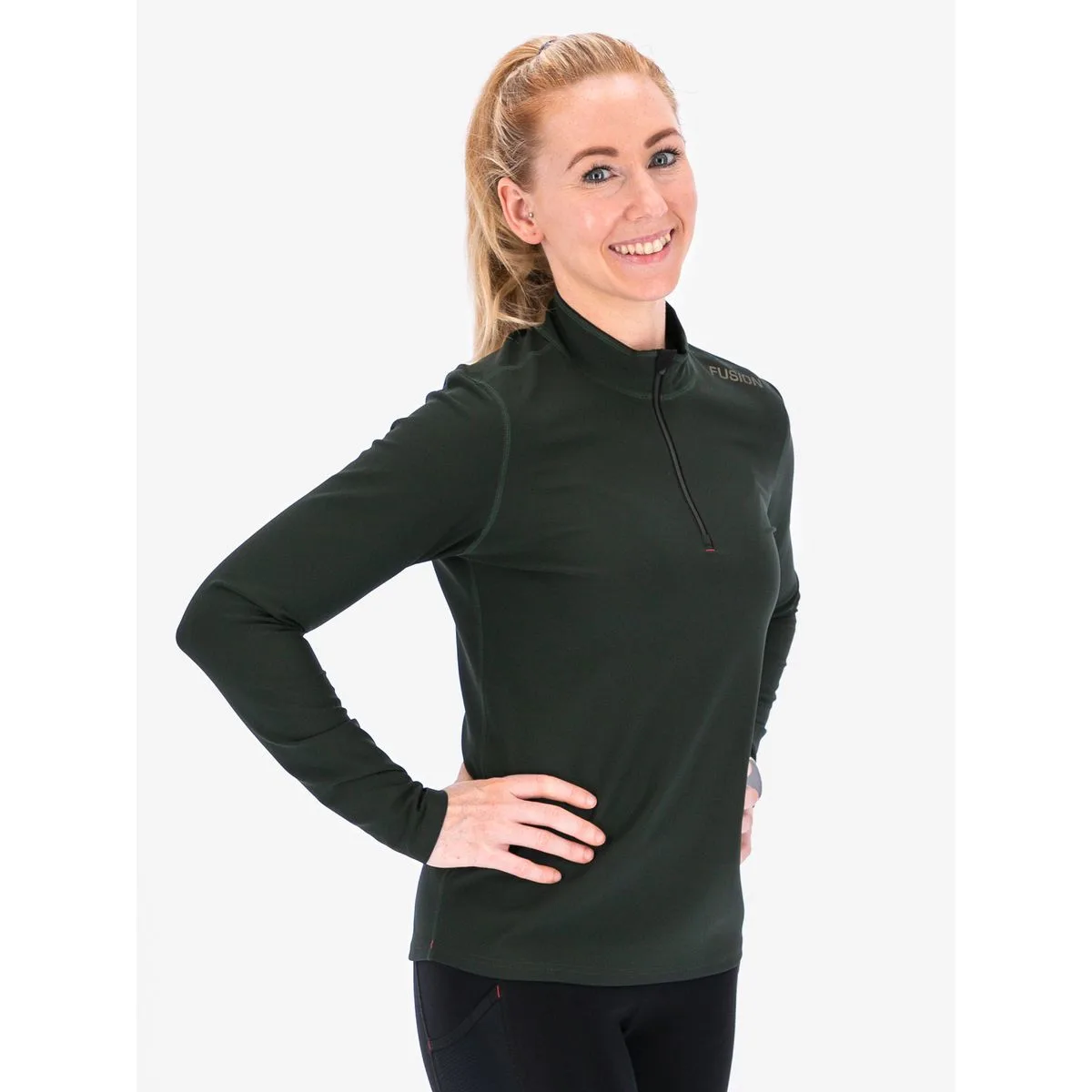 Zip Damen Rollkragenpullover, grün L