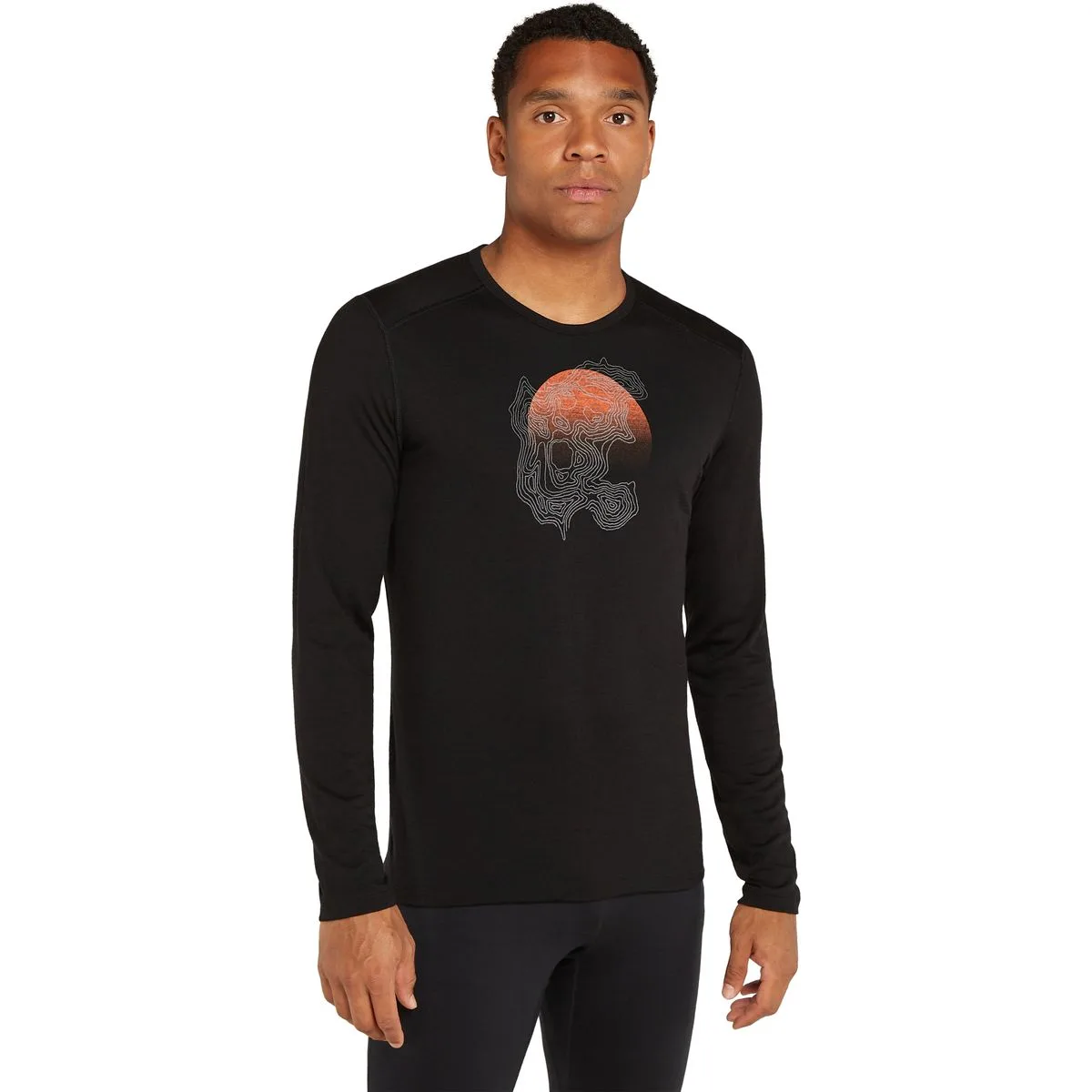 Icebreaker Merino 200 Oasis Crewe Ruapehu Round Herren Unterhemd, schwarz