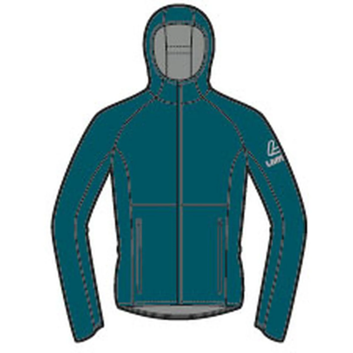Löffler Hooded WPM Pocket Regenjacke, blau 50