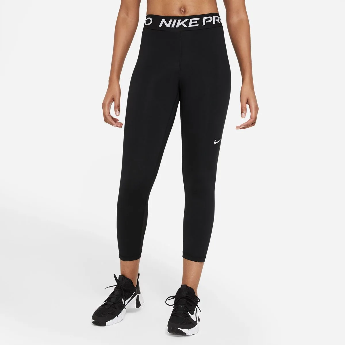 Pro Mid-Rise Crop Mesh-Panel Damen Tights, schwarz US: 2XL