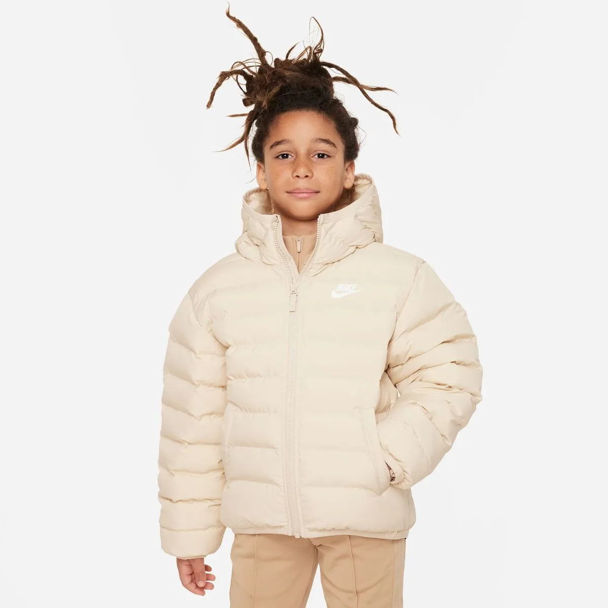 Sportswear Lightweight Synthetic Fill Loose Hooded Kinder Midlayer, braun US: M