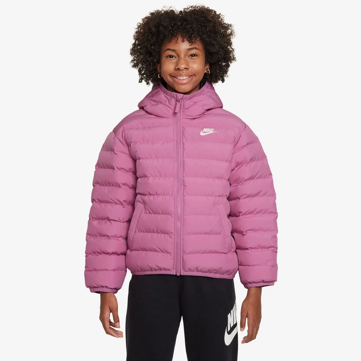 Sportswear Lightweight Synthetic Fill Loose Hooded Kinder Midlayer, rosa US: L