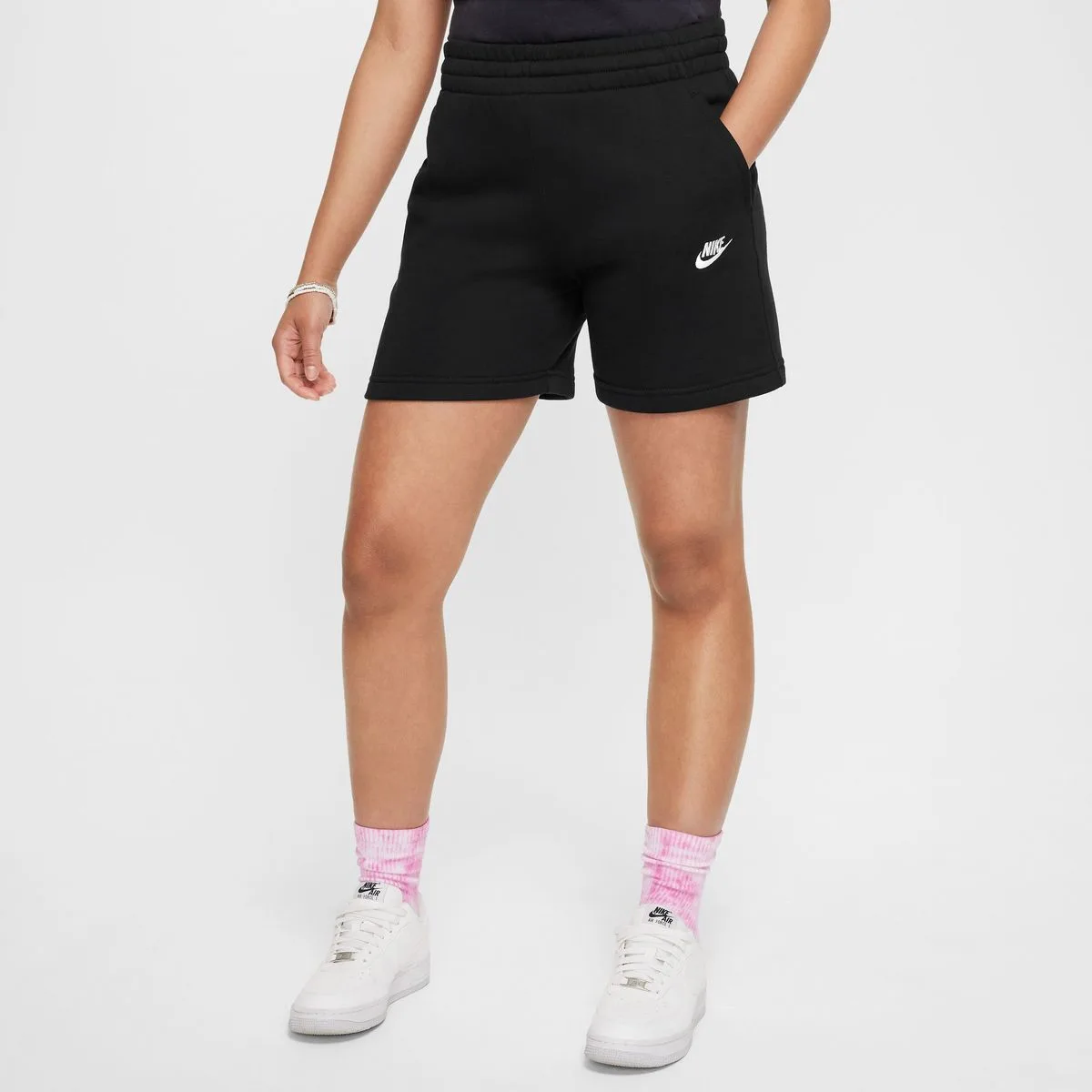Sportswear 5" French Terry Mädchen Shorts, schwarz US: XL