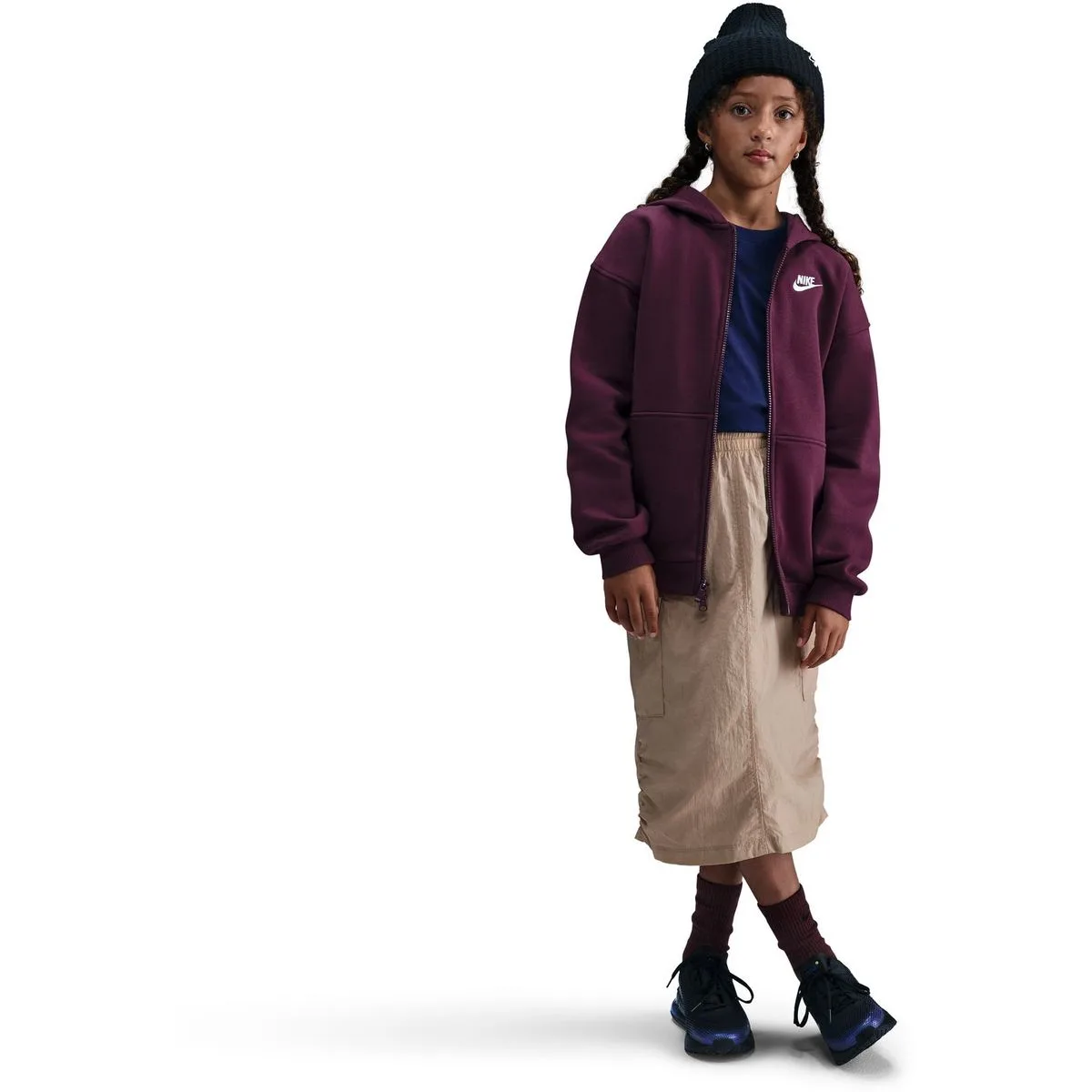 Sportswear Oversized Full-Zip Kinder Midlayer, rot US: XL