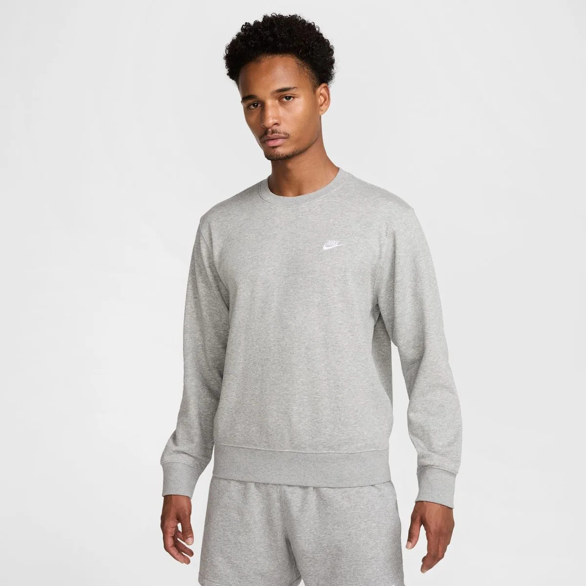 French Terry Crew Herren T-Shirt, grau US: M