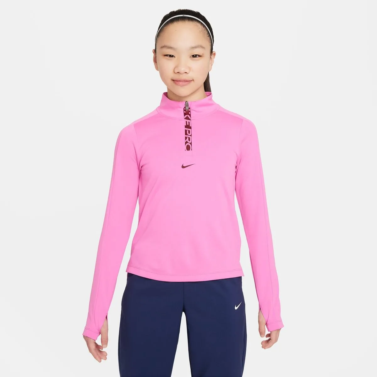 Pro Dri-Fit 1/2-Zip Mädchen Longsleeve, pink US: L