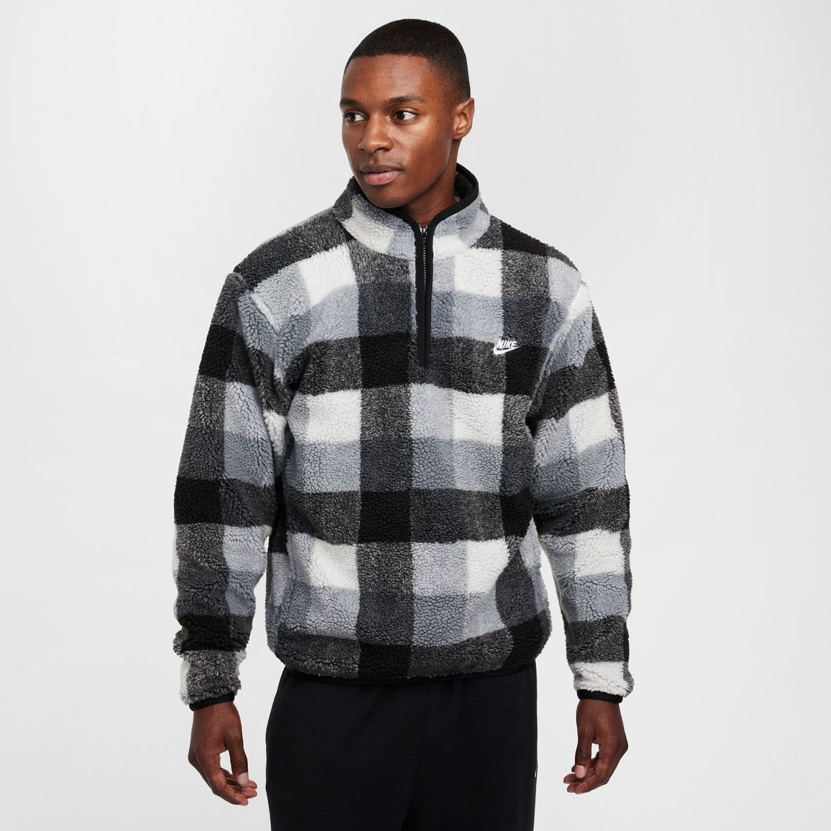 Winterized Half-Zip Herren T-Shirt, schwarz US: L