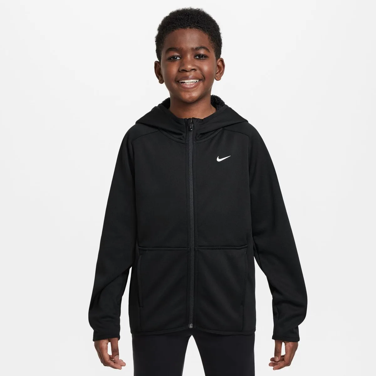 Nike Big Therma- Fleece Winterized Full-Zip Training Kinder Kapuzensweater, schwarz