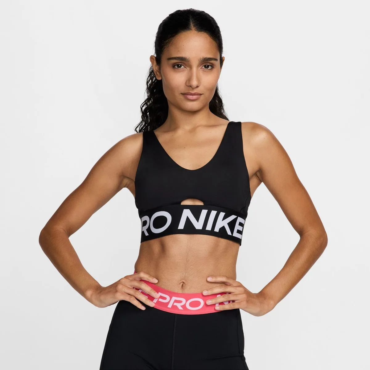 Nike Pro Indy Plunge Medium-Support Padded Damen Tanktop, schwarz 197596460865