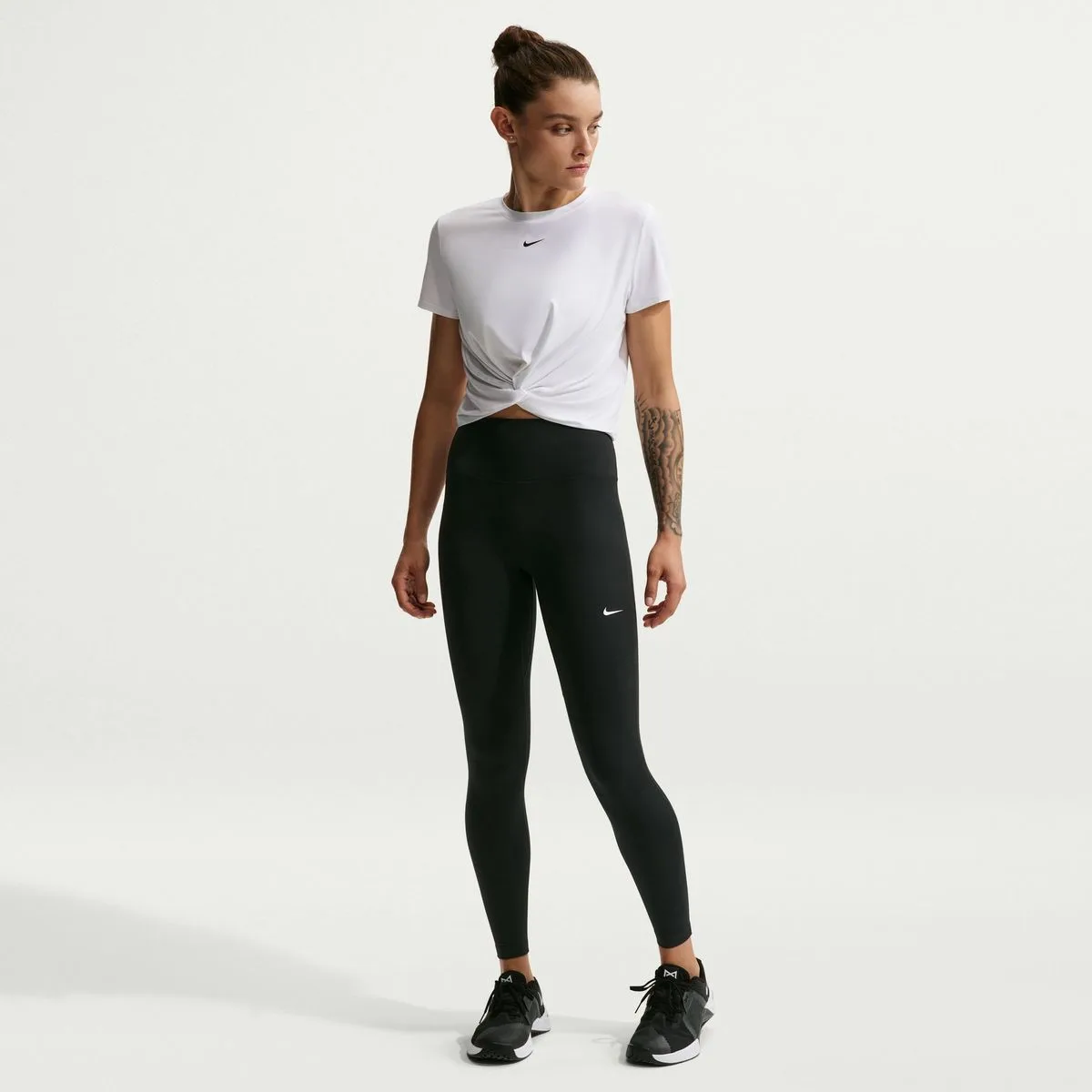 One Seamless Front High-Waisted Full-Length Damen Tights, schwarz US: M
