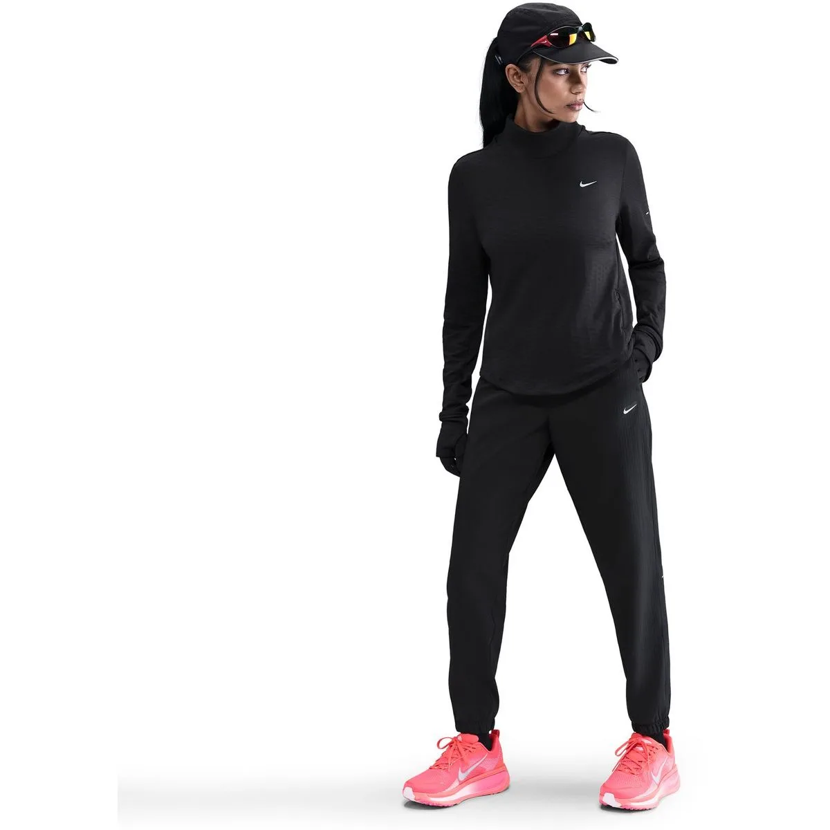 Tempo Warm Dri-Fit Mid-Rise Full-Length Damen Trainingshose, schwarz US: L