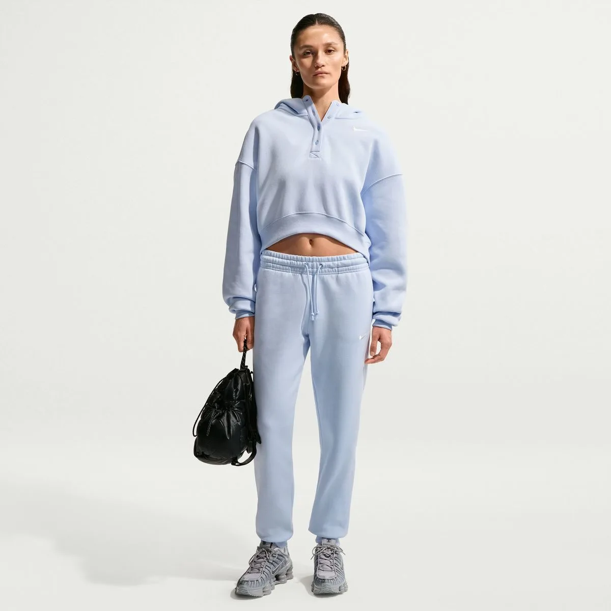 Sportswear Phoenix Oversized Cropped Henley Damen T-Shirt, hellblau US: S