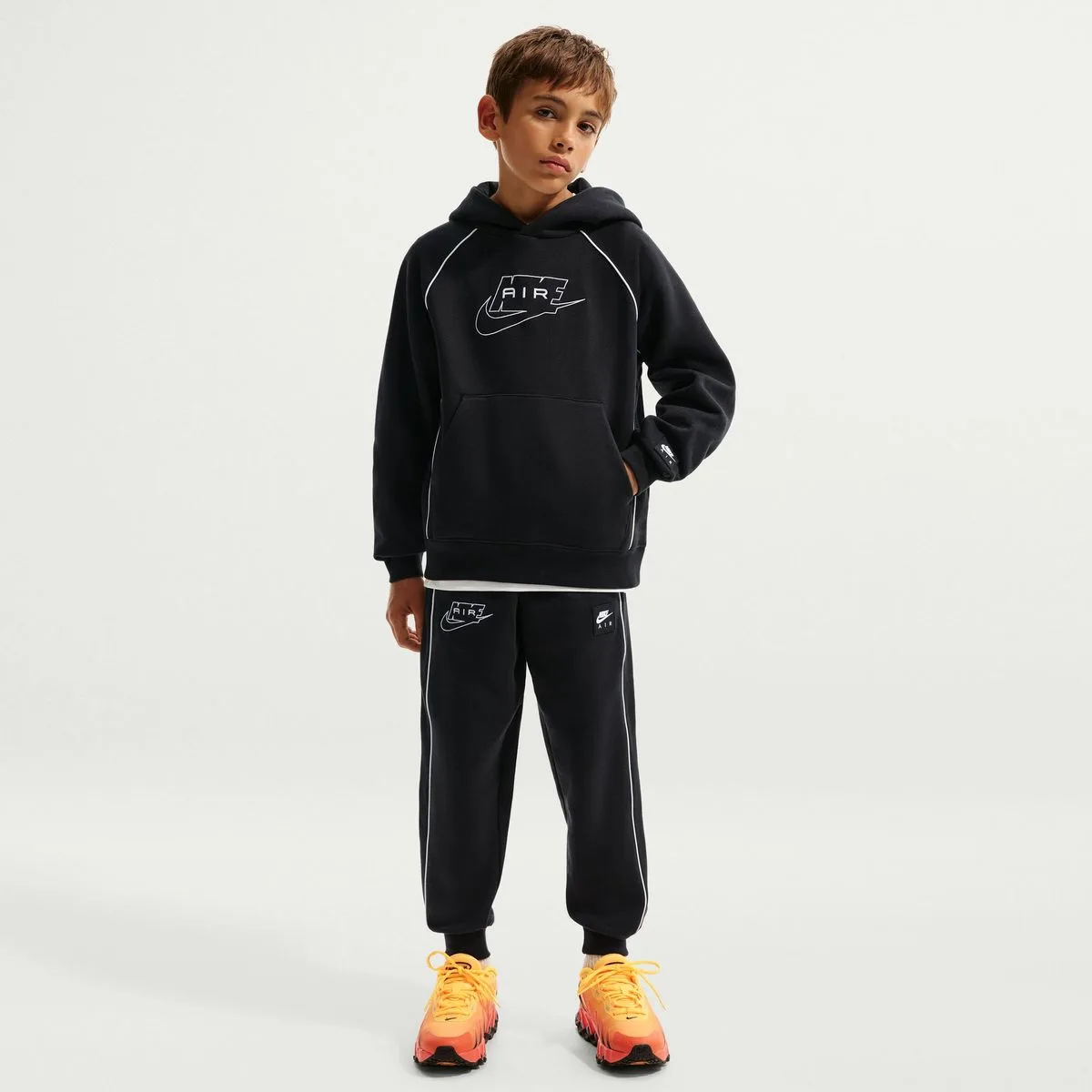 Air Kinder Kapuzensweater, schwarz US: L